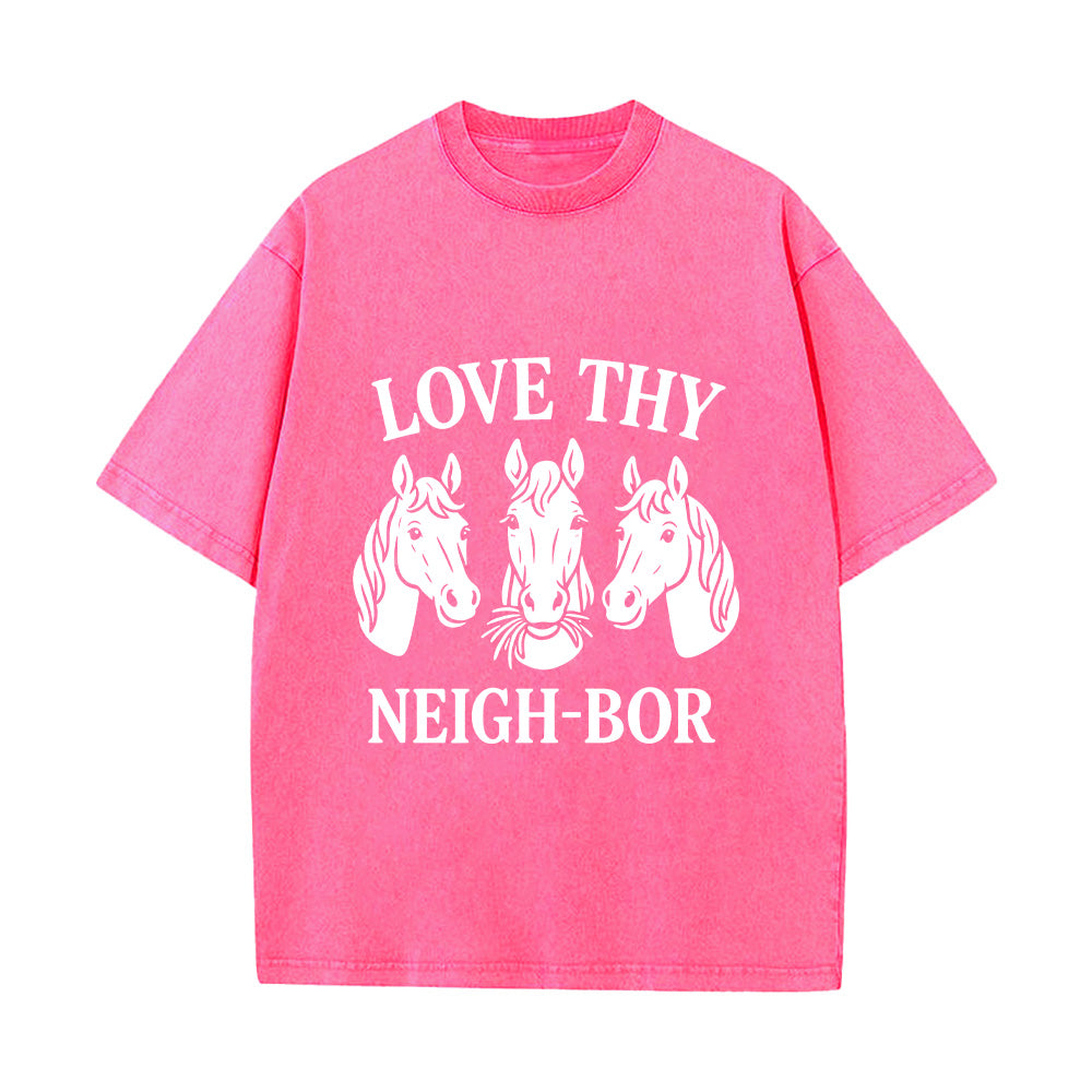 Love Thy Neighbor Christian Unisex Washed T-Shirt