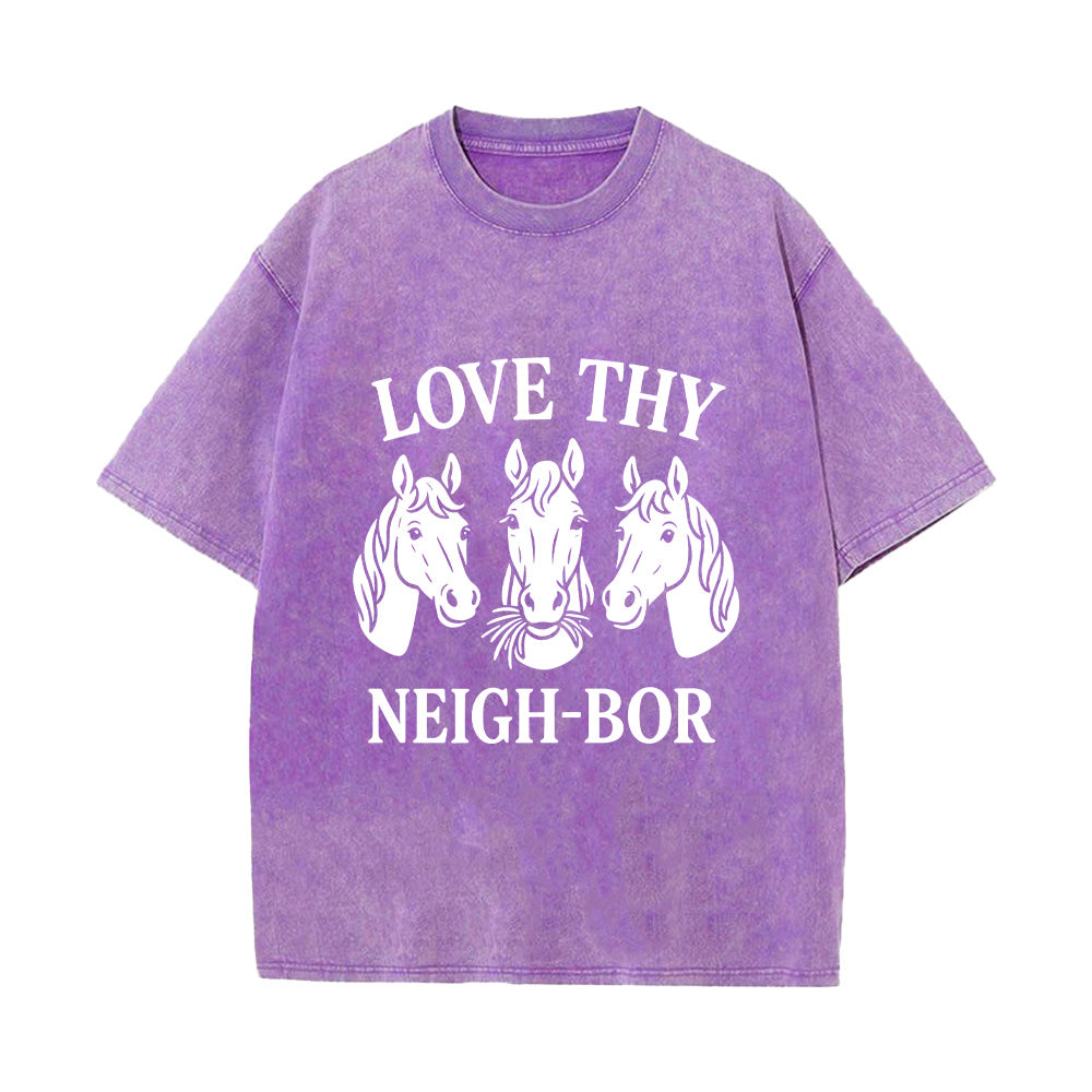 Love Thy Neighbor Christian Unisex Washed T-Shirt