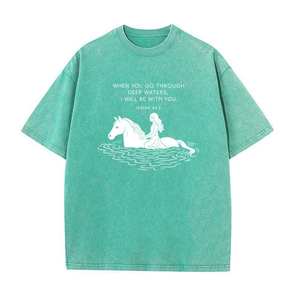 Bible Verse Horse Christian Unisex Washed T-Shirt