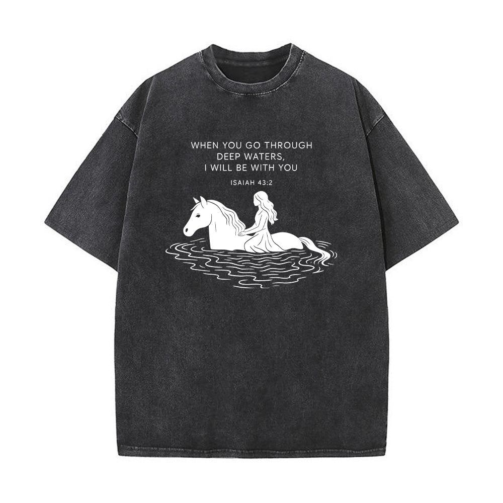 Bible Verse Horse Christian Unisex Washed T-Shirt