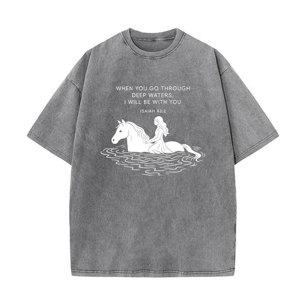 Bible Verse Horse Christian Unisex Washed T-Shirt