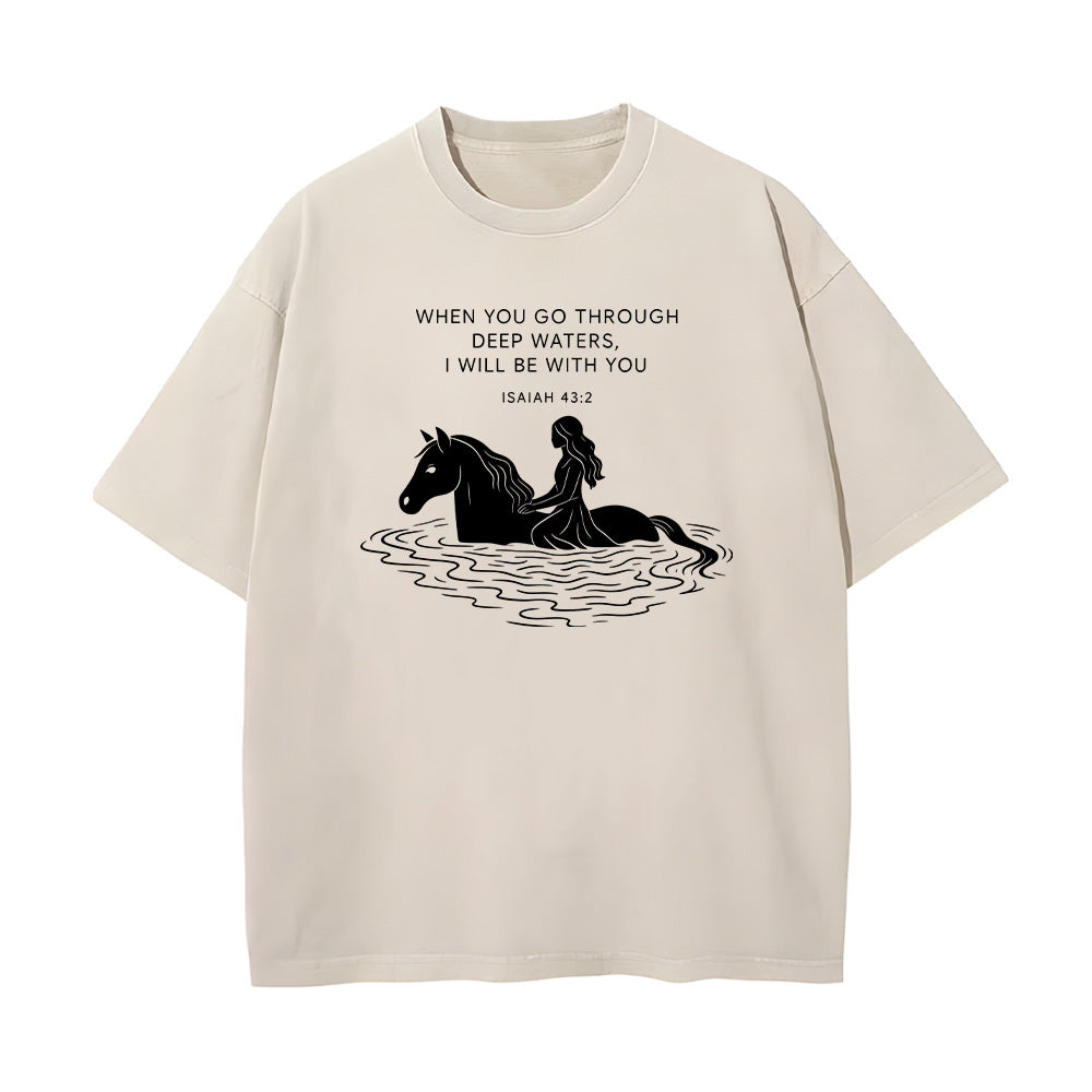 Bible Verse Horse Christian Unisex Washed T-Shirt