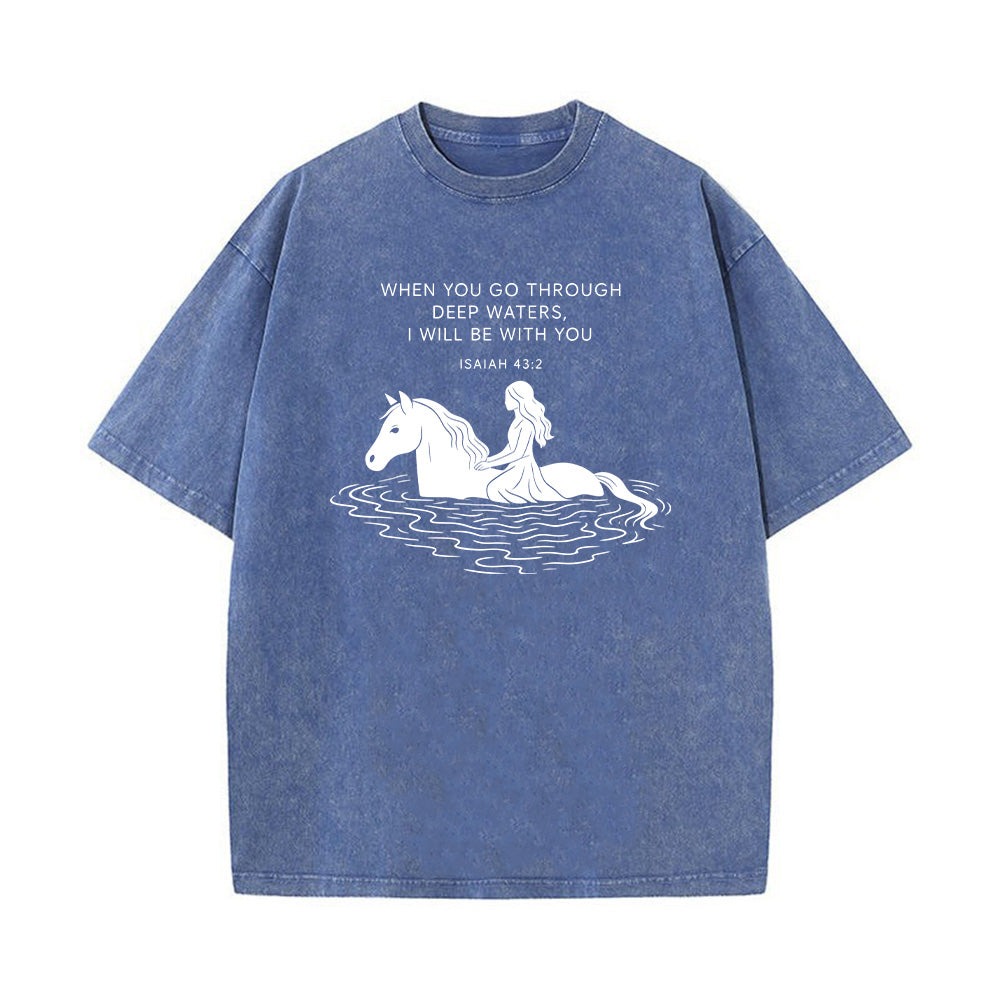 Bible Verse Horse Christian Unisex Washed T-Shirt