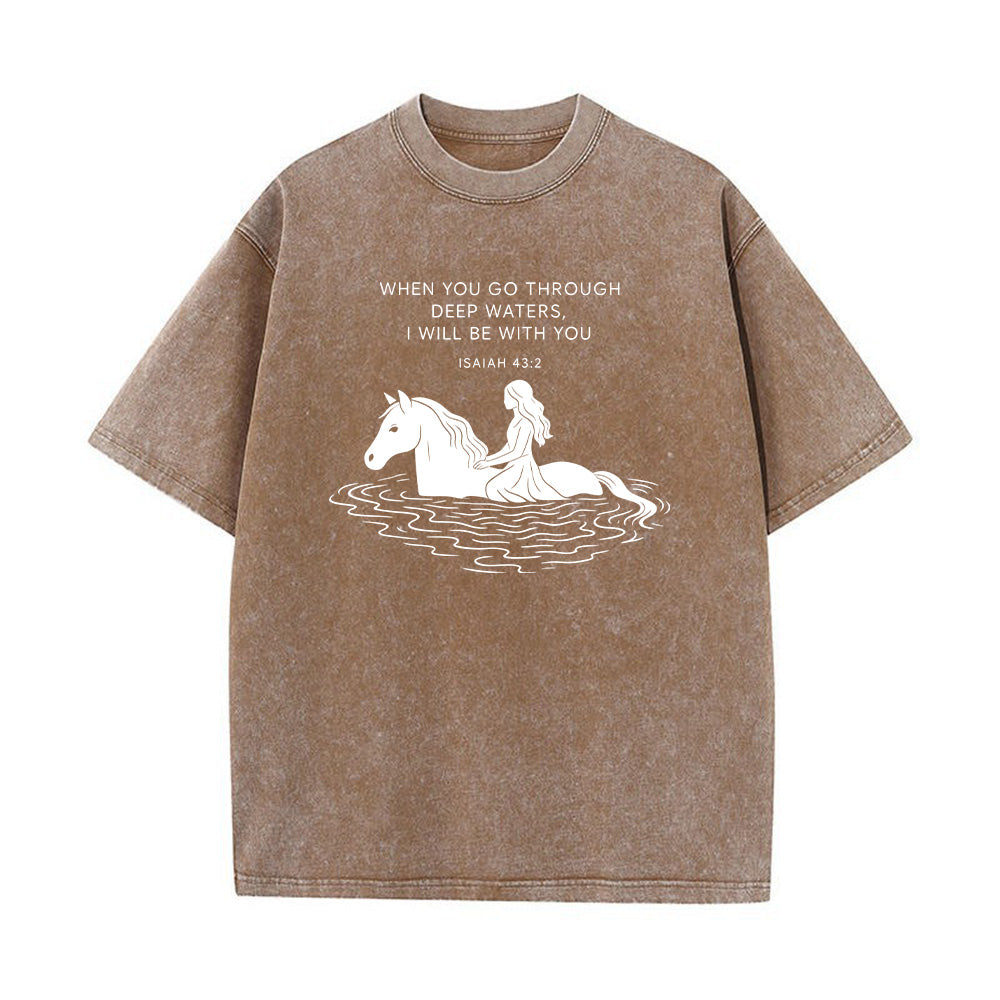 Bible Verse Horse Christian Unisex Washed T-Shirt