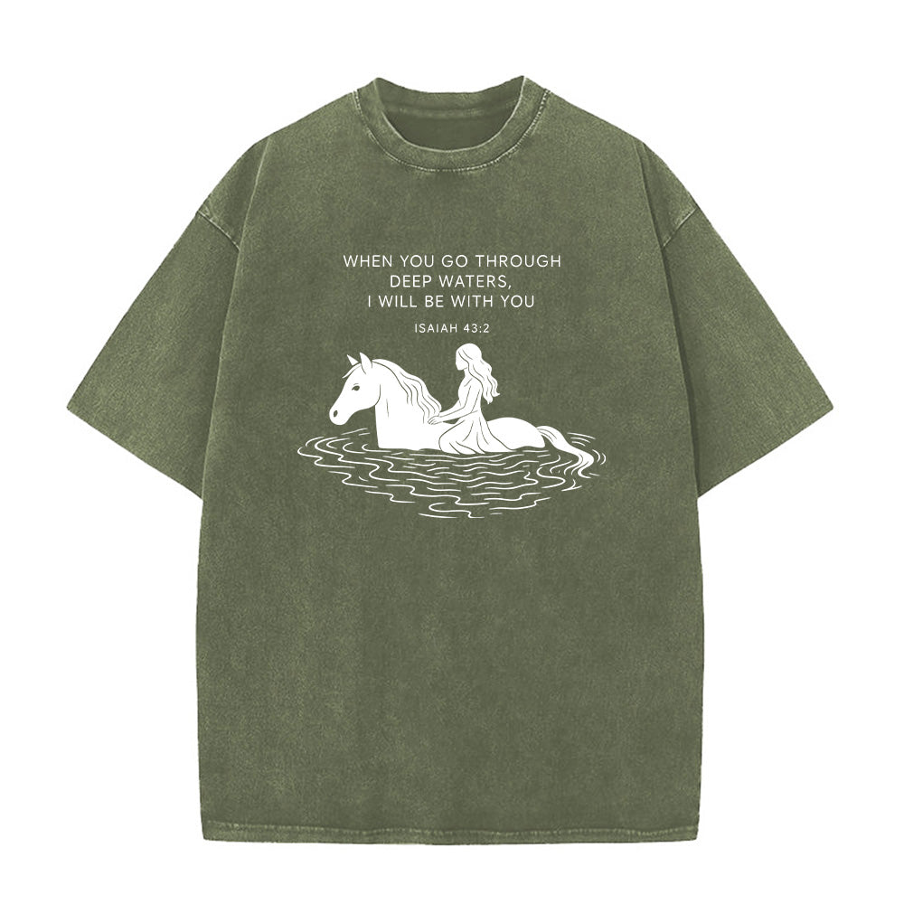 Bible Verse Horse Christian Unisex Washed T-Shirt