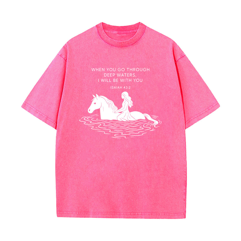 Bible Verse Horse Christian Unisex Washed T-Shirt