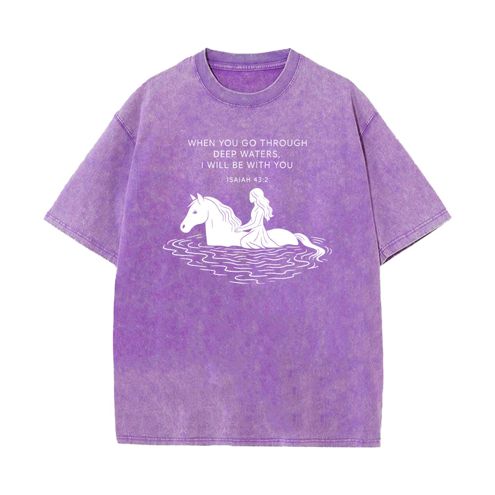 Bible Verse Horse Christian Unisex Washed T-Shirt