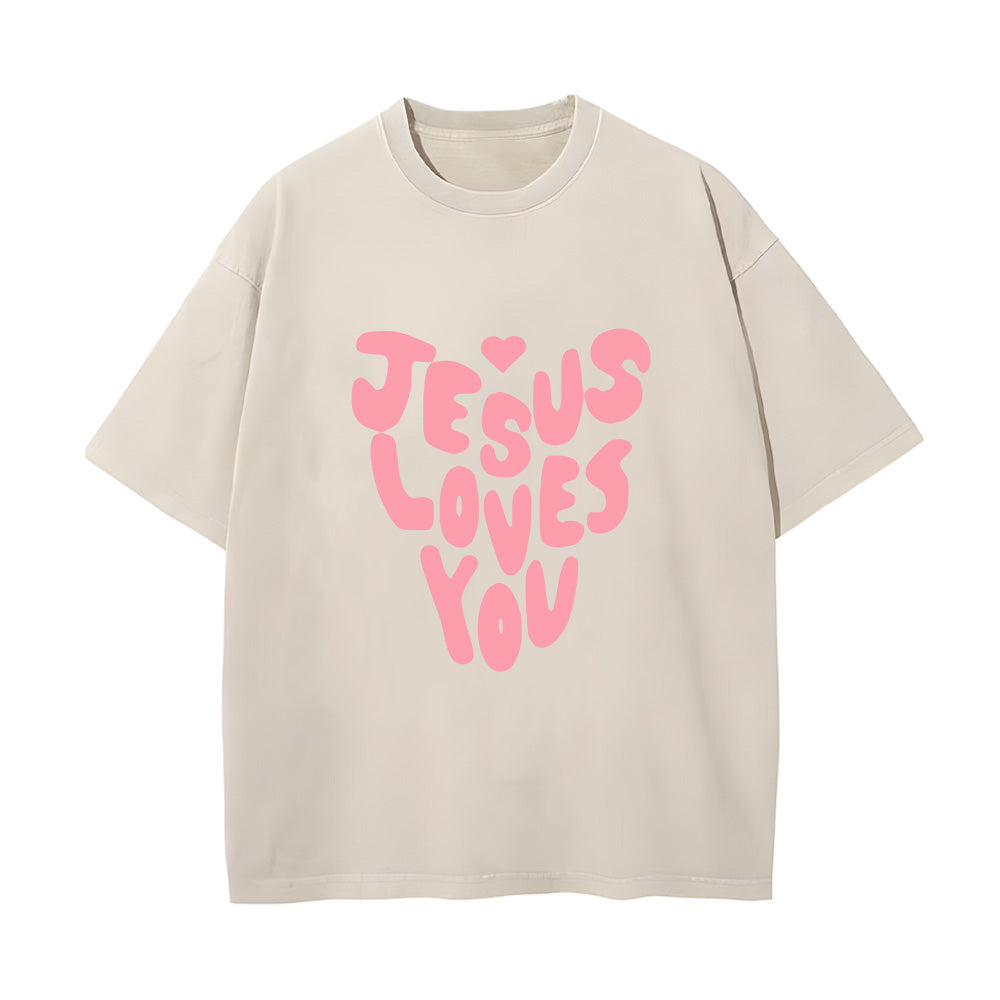 Jesus Loves You Christian Unisex Washed T-Shirt