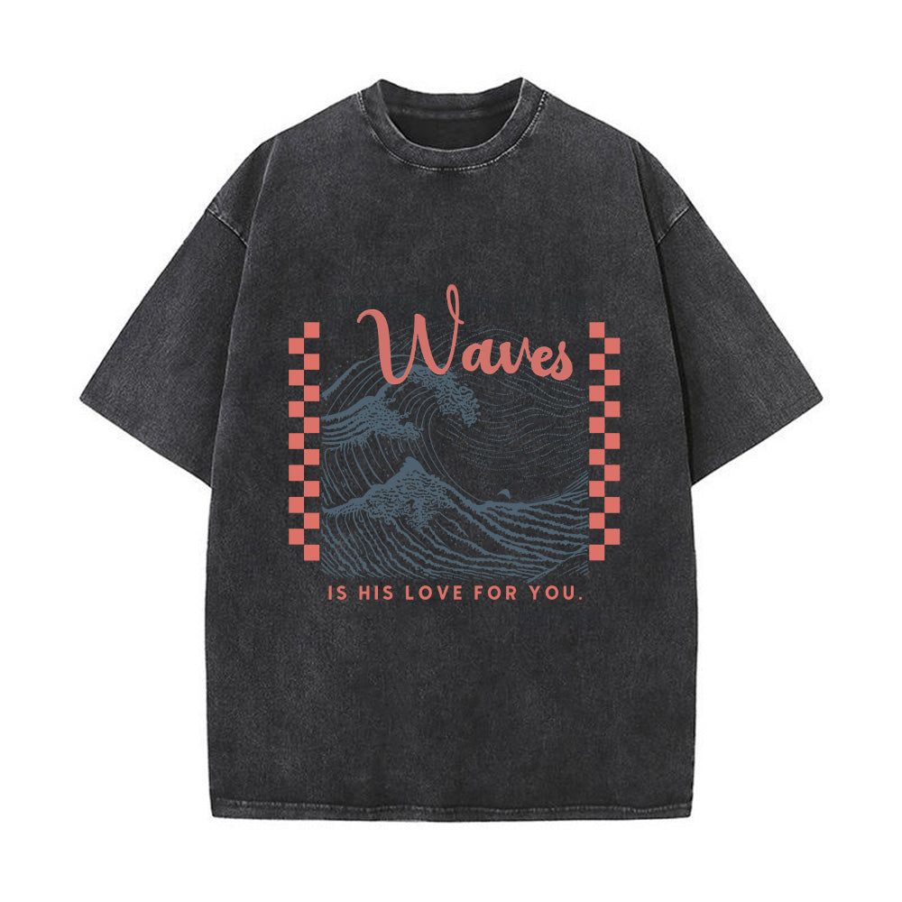 Mightier than the Waves Unisex Washed T-Shirt