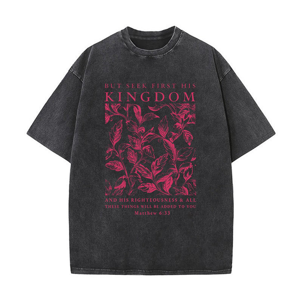 Seek First His Kingdom Christian Unisex Washed T-Shirt