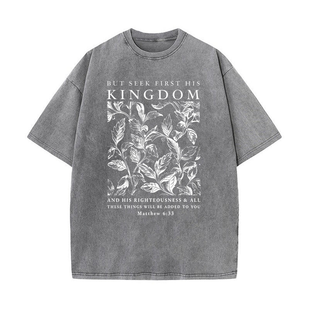 Seek First His Kingdom Christian Unisex Washed T-Shirt