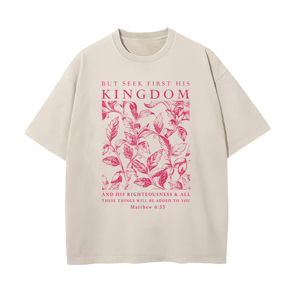 Seek First His Kingdom Christian Unisex Washed T-Shirt