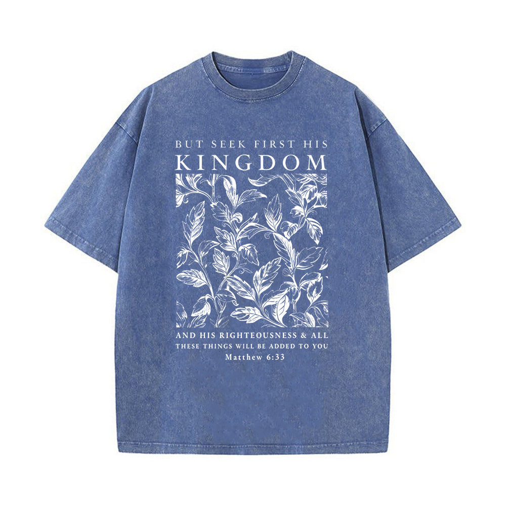 Seek First His Kingdom Christian Unisex Washed T-Shirt
