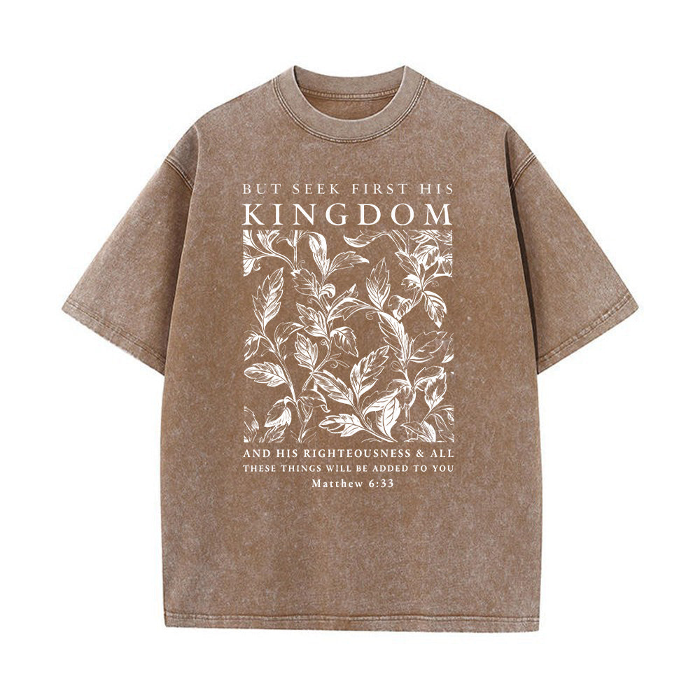 Seek First His Kingdom Christian Unisex Washed T-Shirt