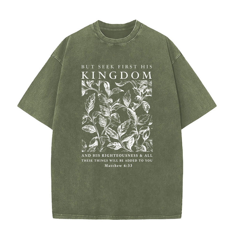 Seek First His Kingdom Christian Unisex Washed T-Shirt