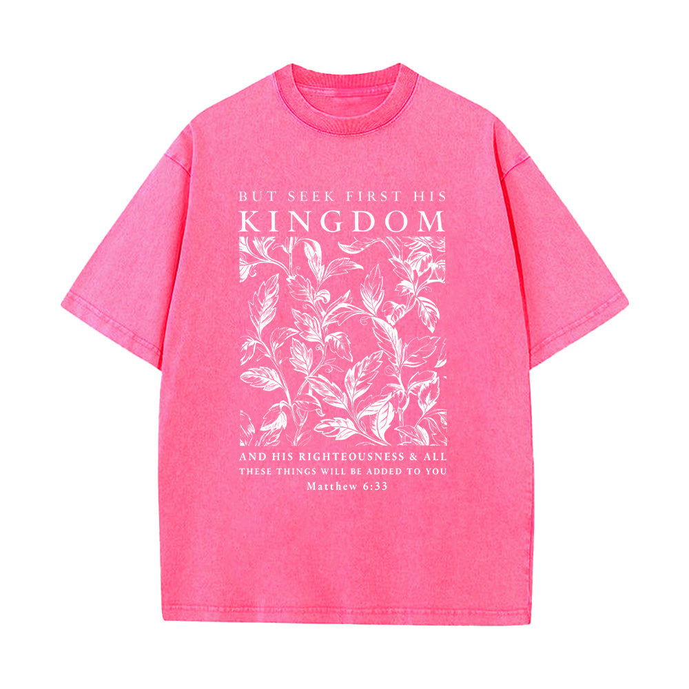Seek First His Kingdom Christian Unisex Washed T-Shirt