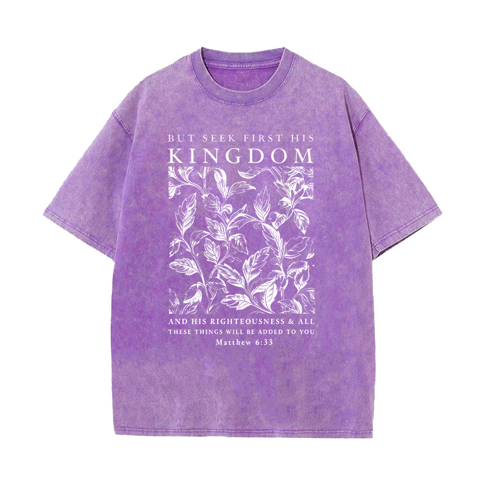 Seek First His Kingdom Christian Unisex Washed T-Shirt