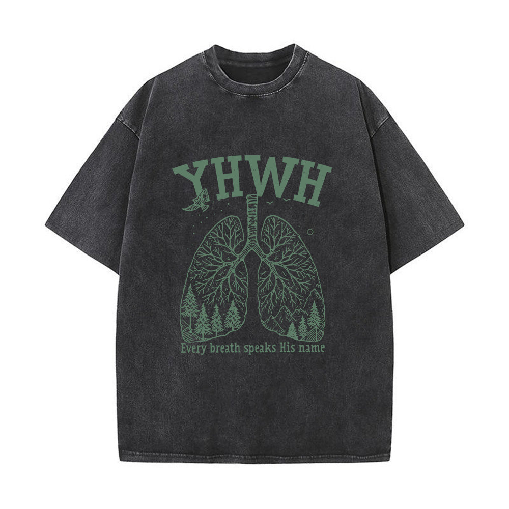 Lung-Shaped Forest Interior Graphic Unisex Washed T-Shirt