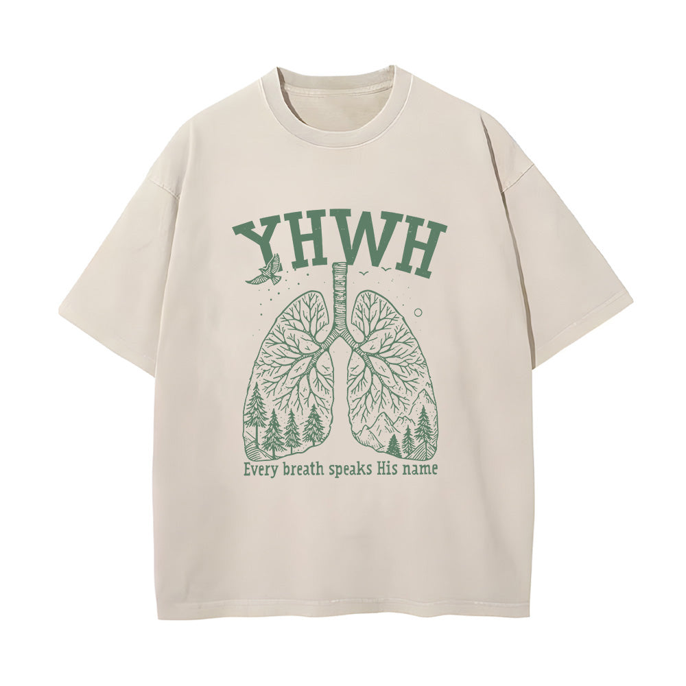 Lung-Shaped Forest Interior Graphic Unisex Washed T-Shirt