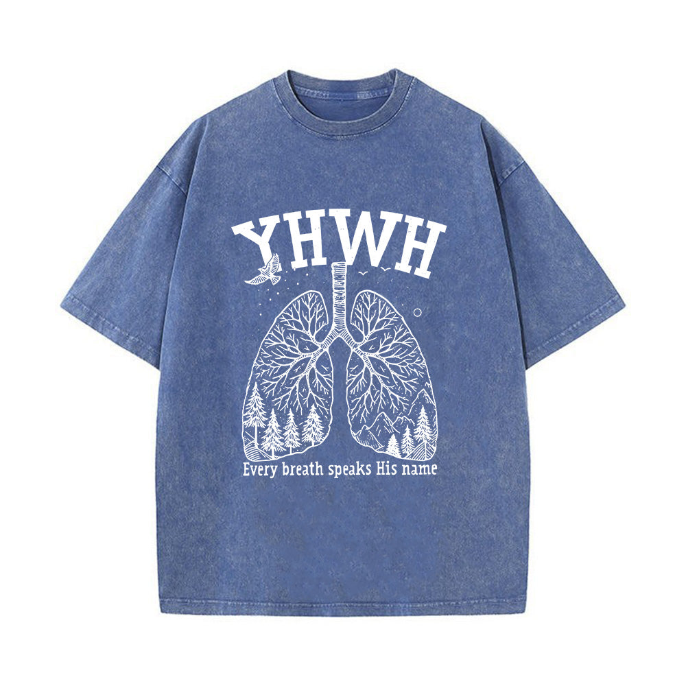 Lung-Shaped Forest Interior Graphic Unisex Washed T-Shirt