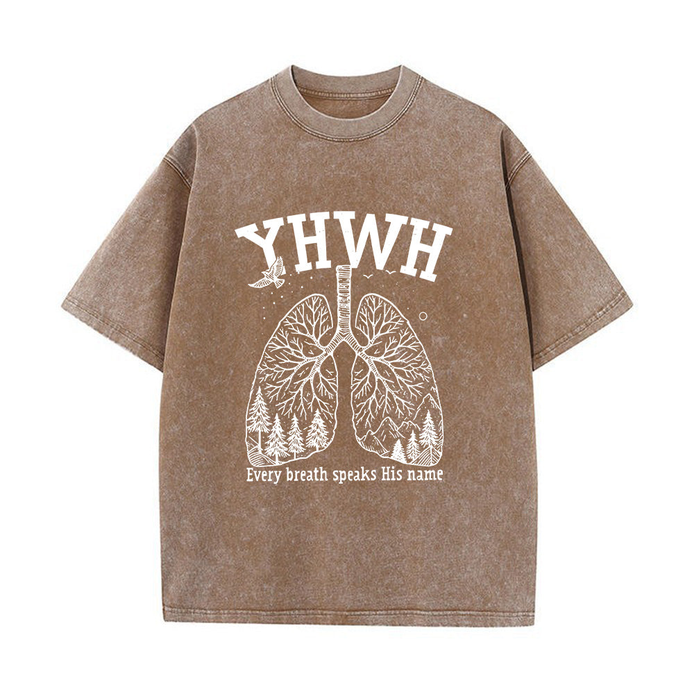 Lung-Shaped Forest Interior Graphic Unisex Washed T-Shirt