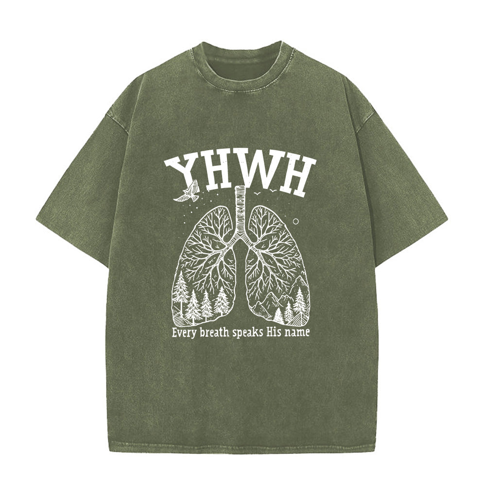 Lung-Shaped Forest Interior Graphic Unisex Washed T-Shirt