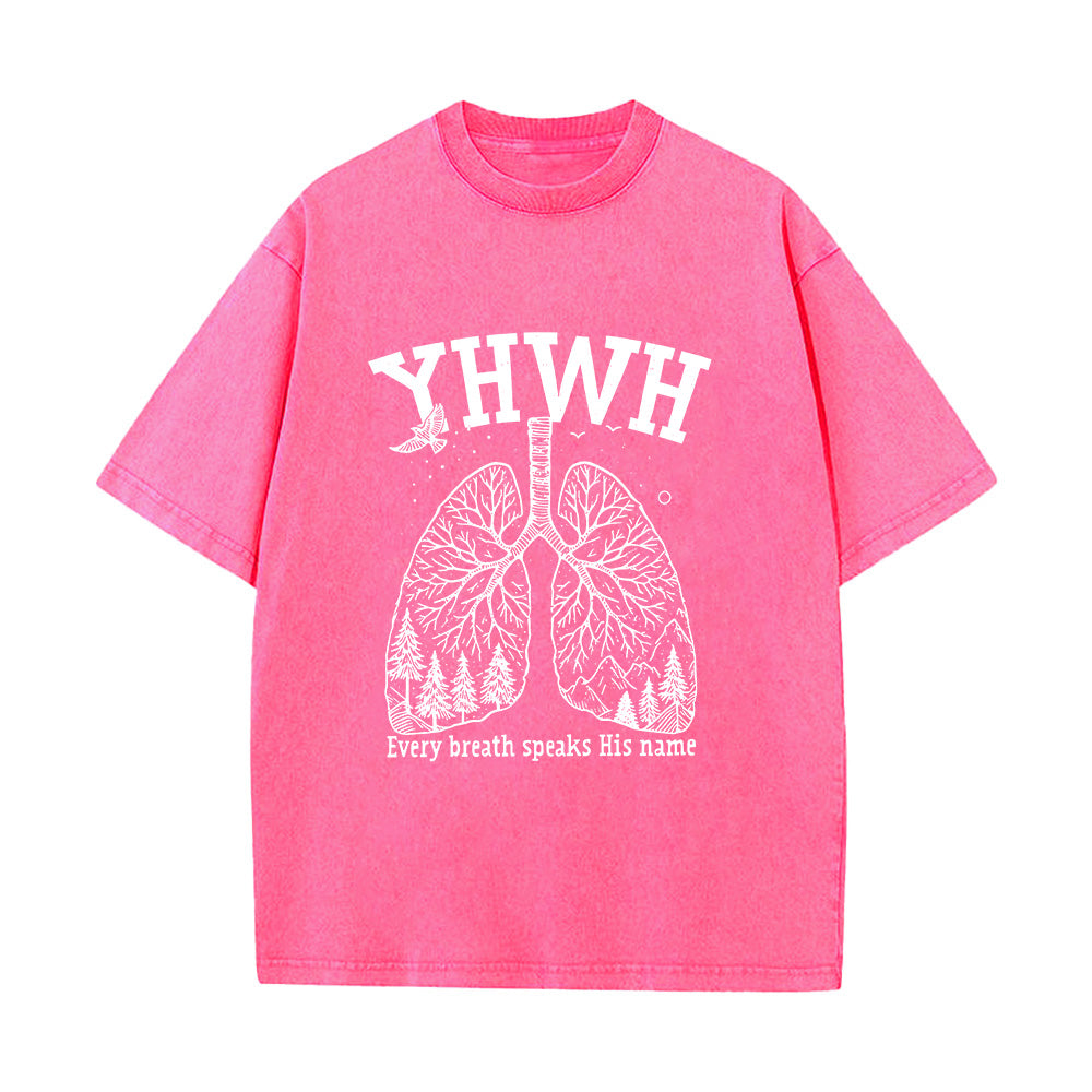Lung-Shaped Forest Interior Graphic Unisex Washed T-Shirt