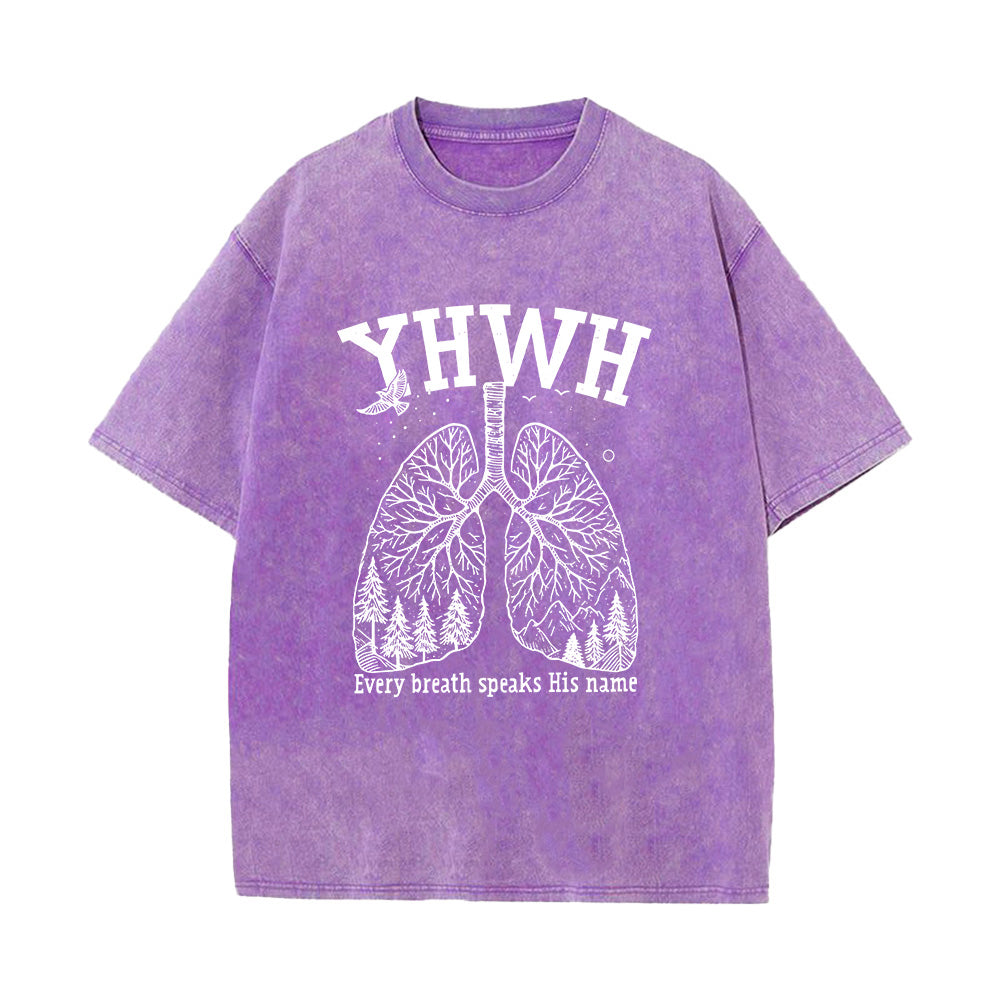 Lung-Shaped Forest Interior Graphic Unisex Washed T-Shirt