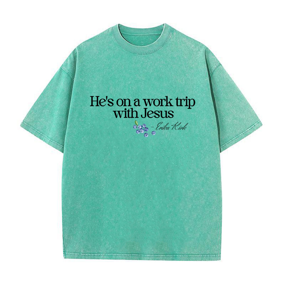 Work Trip with Jesus Unisex Washed T-Shirt
