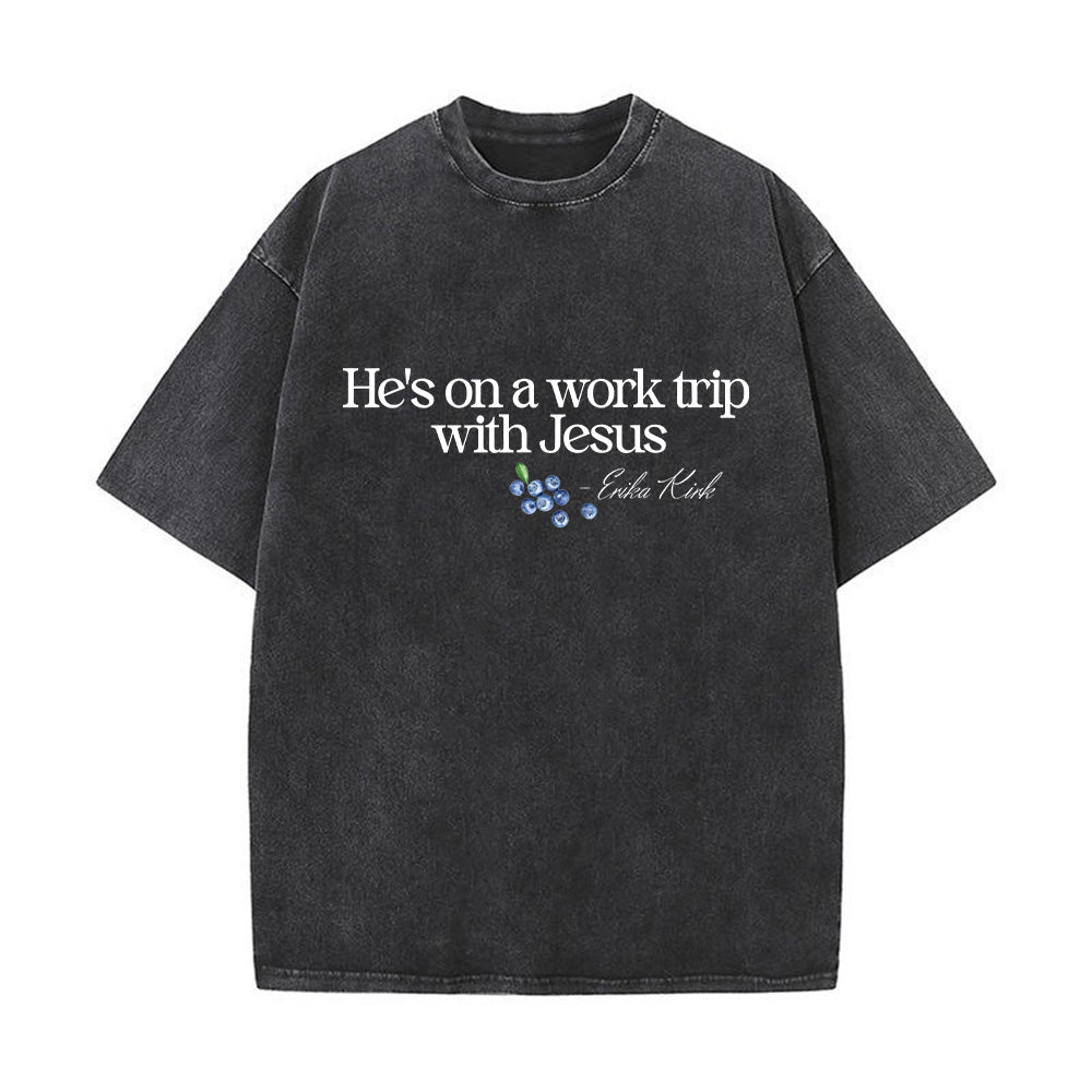 Work Trip with Jesus Unisex Washed T-Shirt