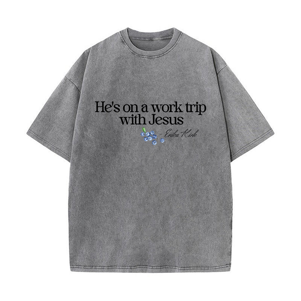 Work Trip with Jesus Unisex Washed T-Shirt