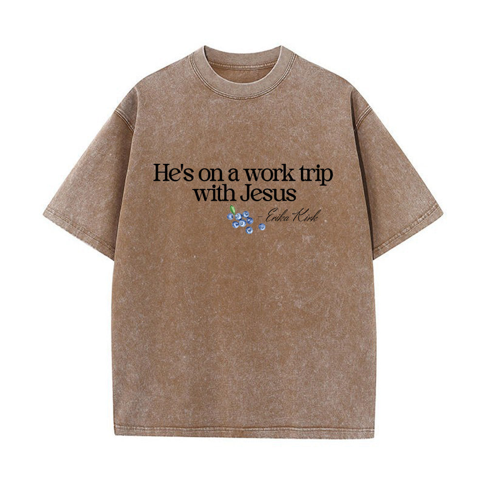 Work Trip with Jesus Unisex Washed T-Shirt