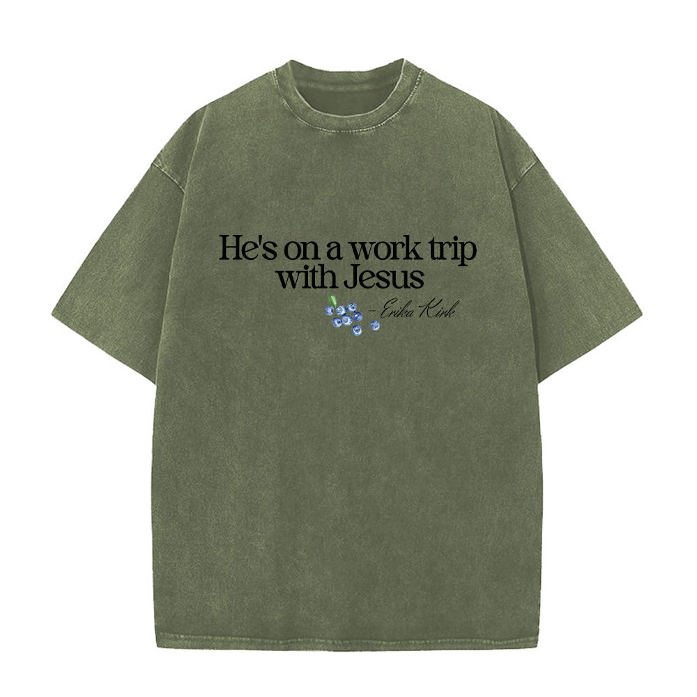 Work Trip with Jesus Unisex Washed T-Shirt