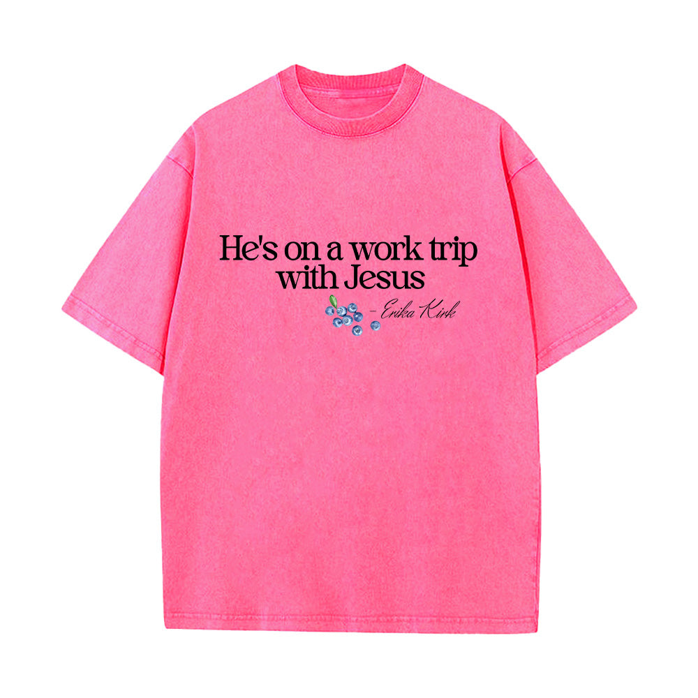 Work Trip with Jesus Unisex Washed T-Shirt