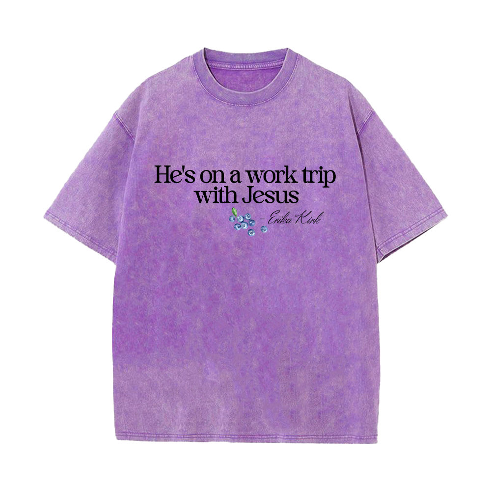 Work Trip with Jesus Unisex Washed T-Shirt