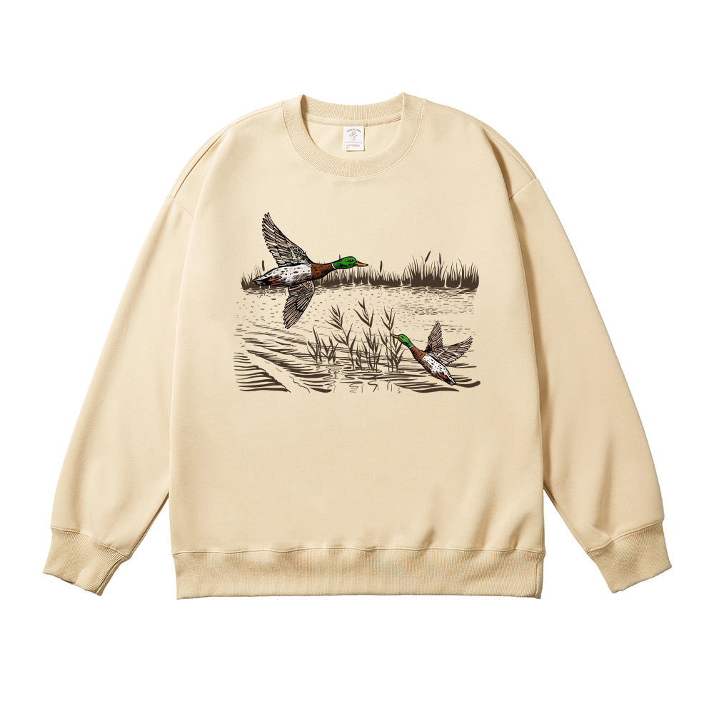 Retro Mallard Ducks Fall Unisex Cotton Sweatshirt