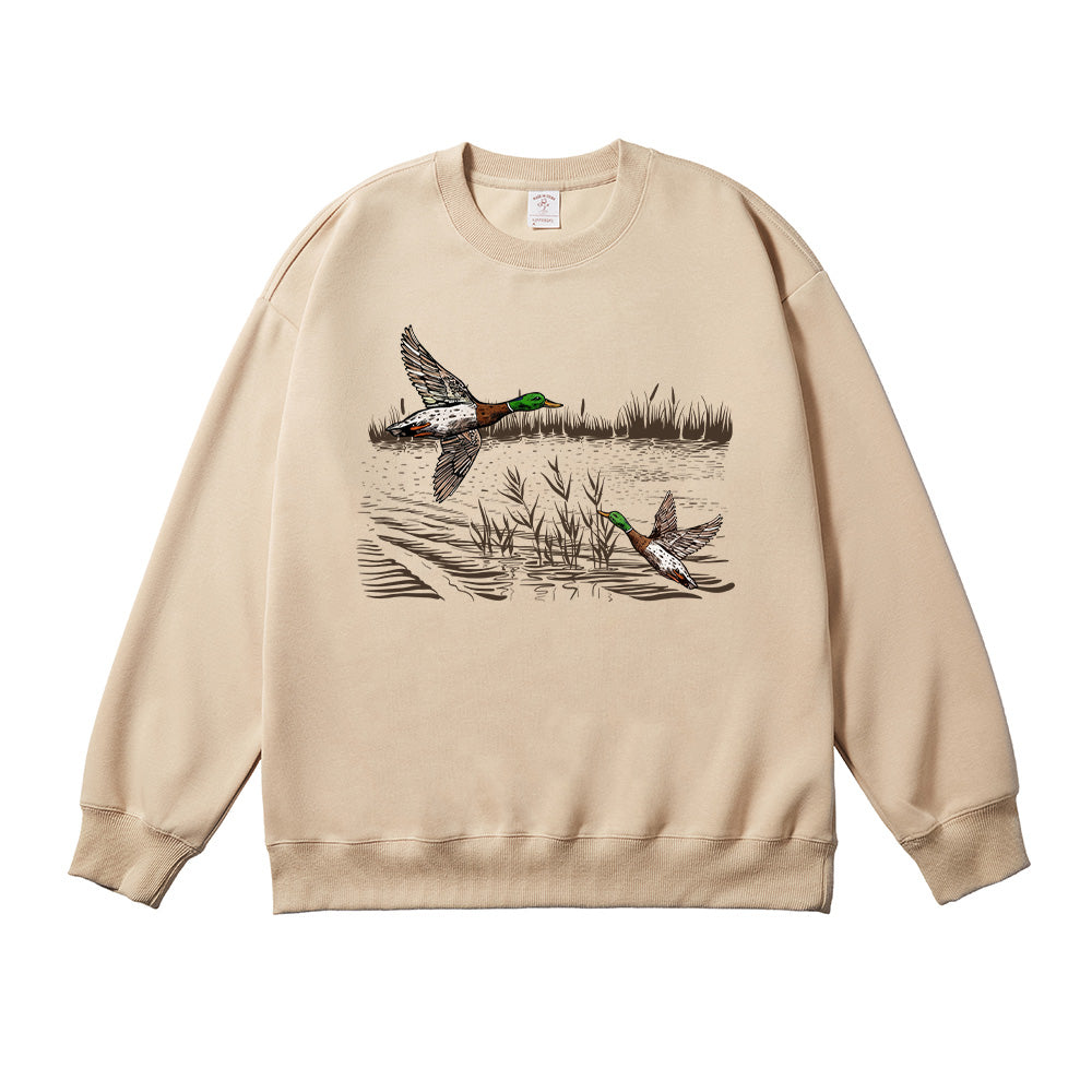 Retro Mallard Ducks Fall Unisex Cotton Sweatshirt