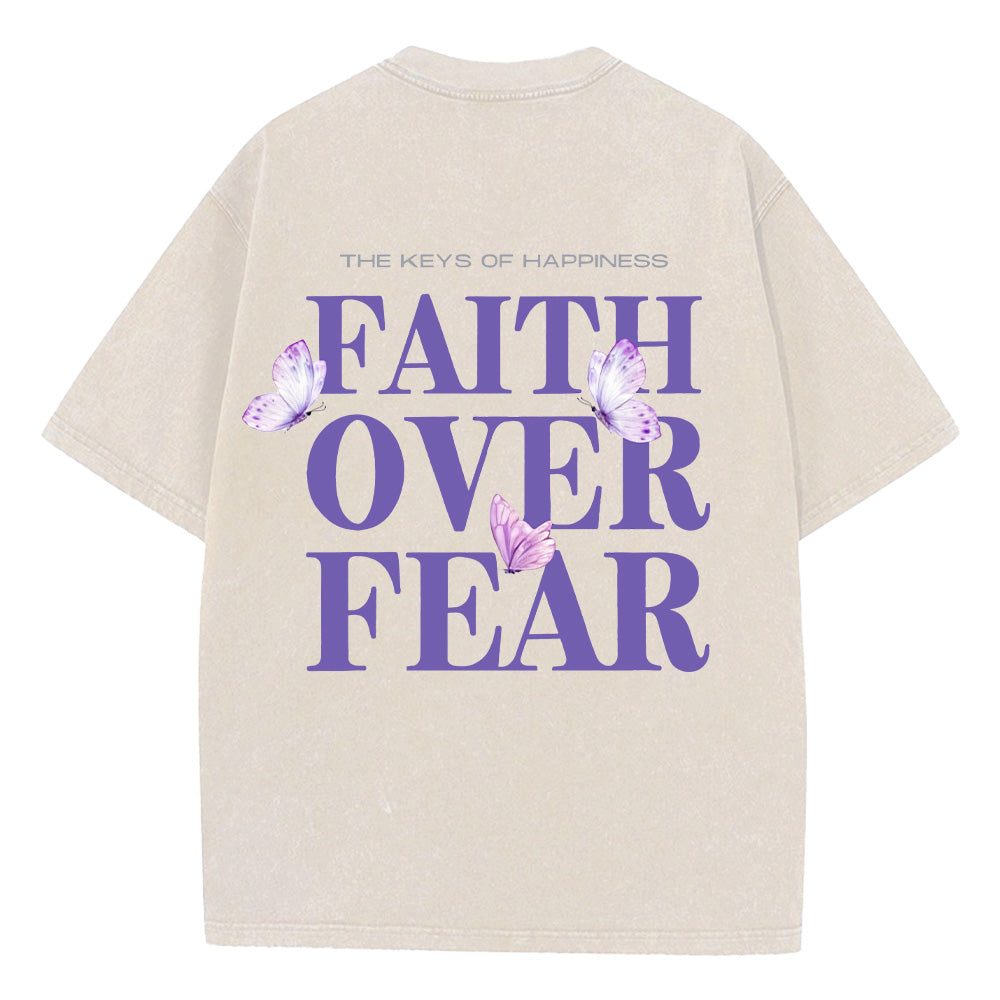 Faith Over Fear Christian Unisex Washed T-Shirt