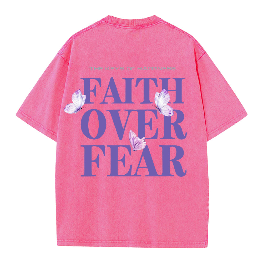 Faith Over Fear Christian Unisex Washed T-Shirt