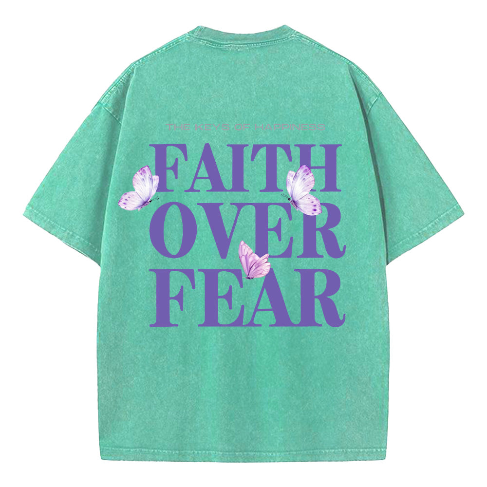 Faith Over Fear Christian Unisex Washed T-Shirt