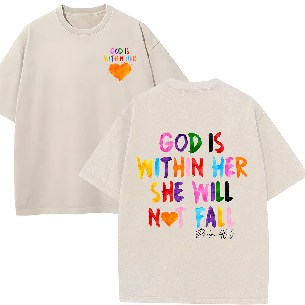 God Is Within Her She Will Not Fall Unisex Washed T-Shirt