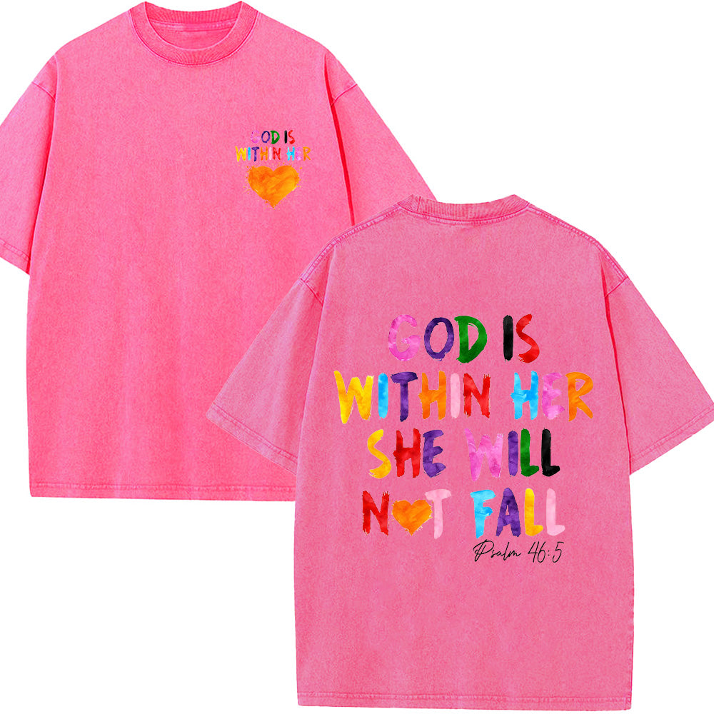 God Is Within Her She Will Not Fall Unisex Washed T-Shirt
