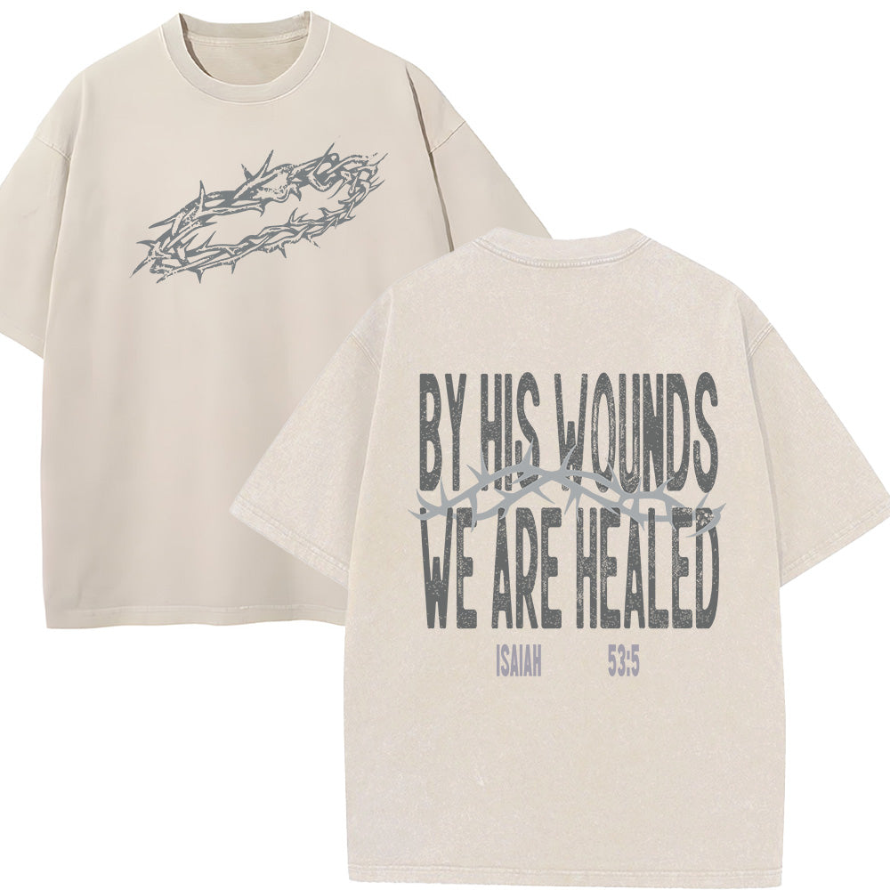 By His Wounds Unisex Washed T-Shirt