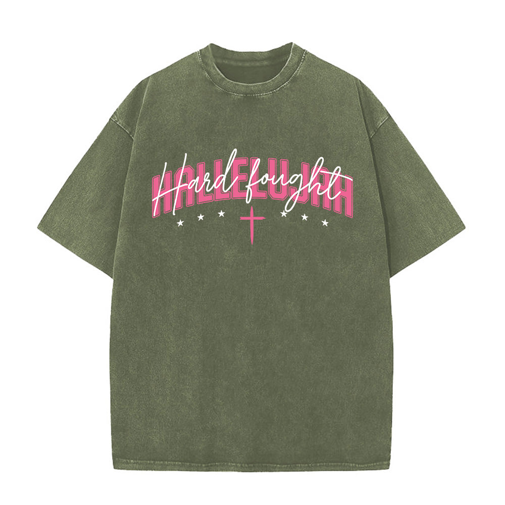 Hard Fought Hallelujah Unisex Washed T-Shirt