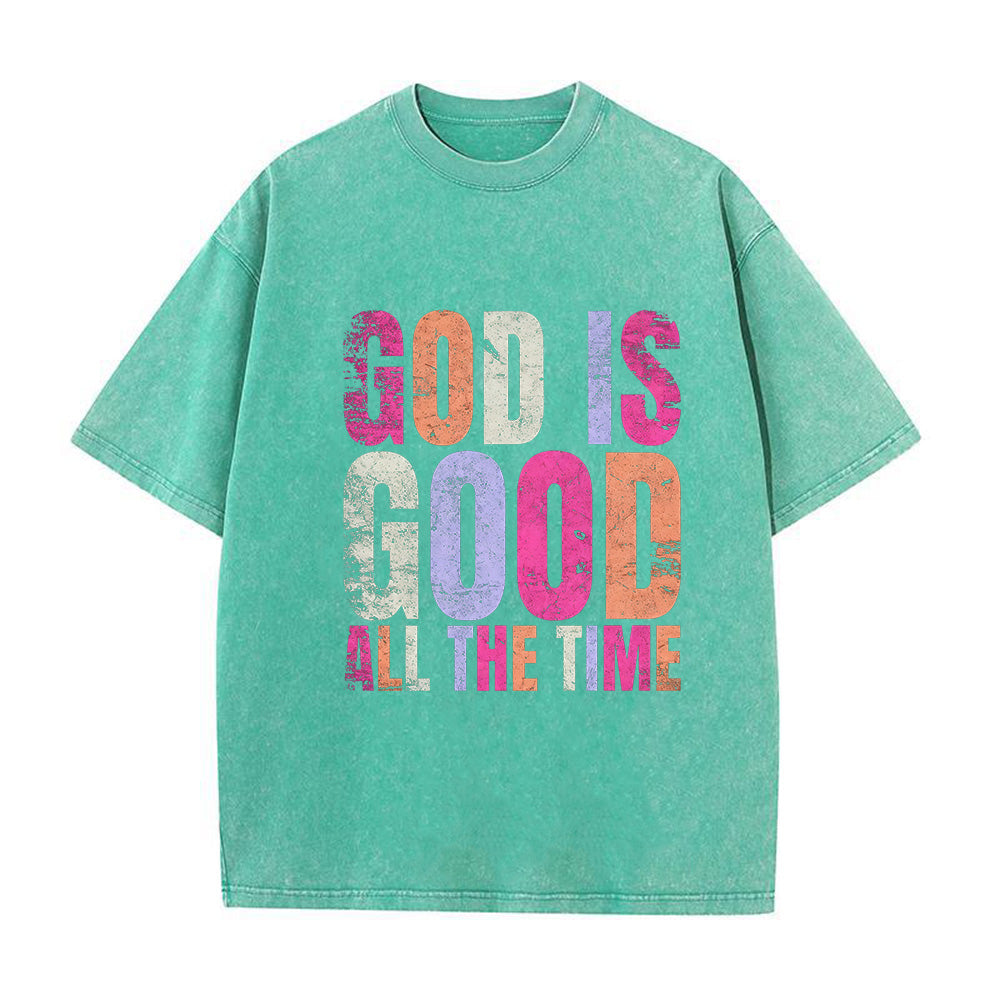 God Is Good Christian Unisex Washed T-Shirt