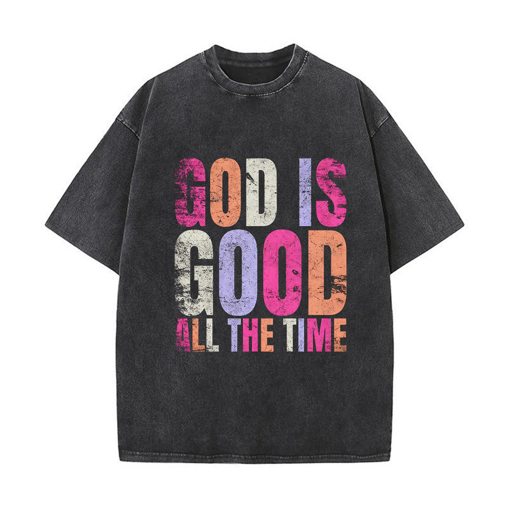 God Is Good Christian Unisex Washed T-Shirt