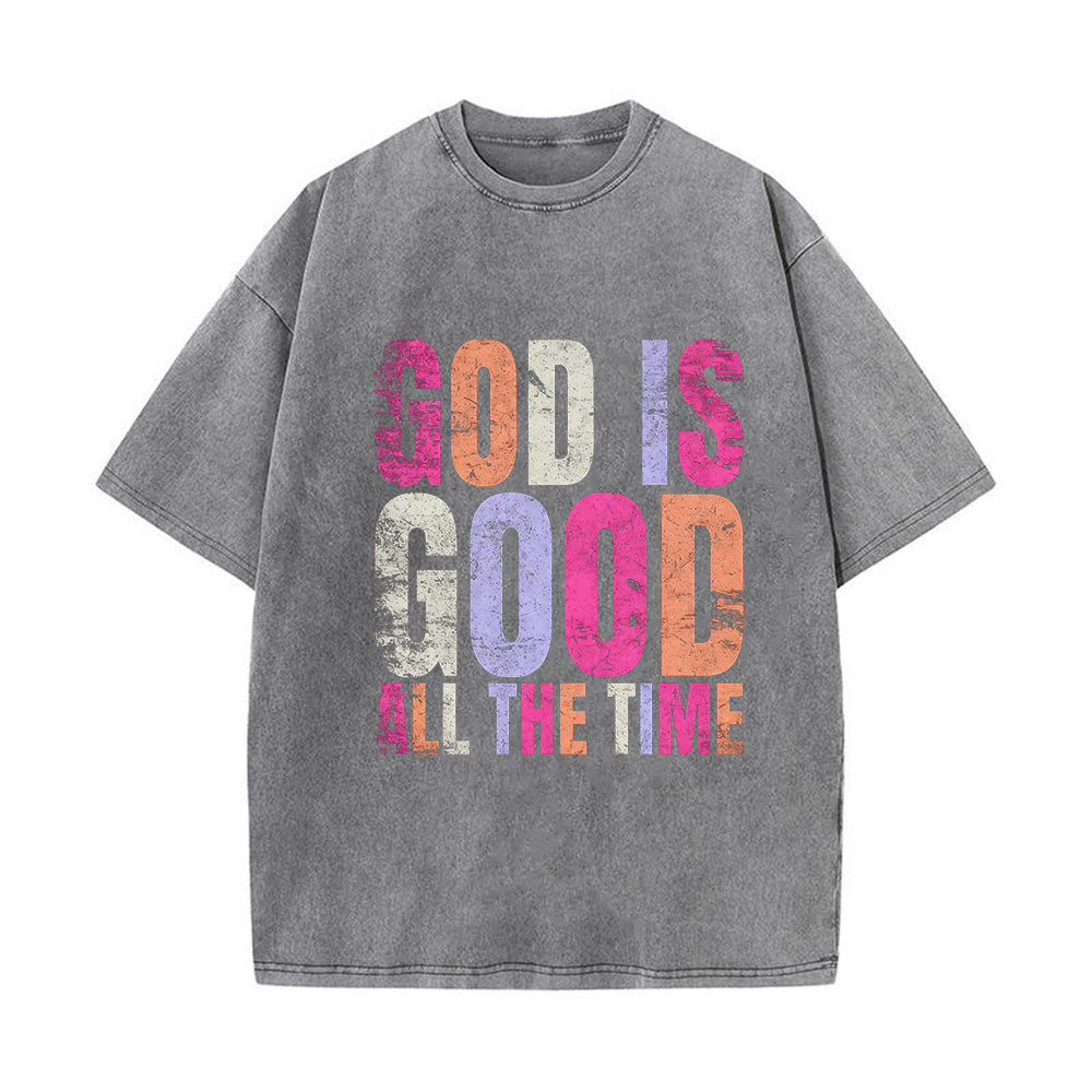 God Is Good Christian Unisex Washed T-Shirt