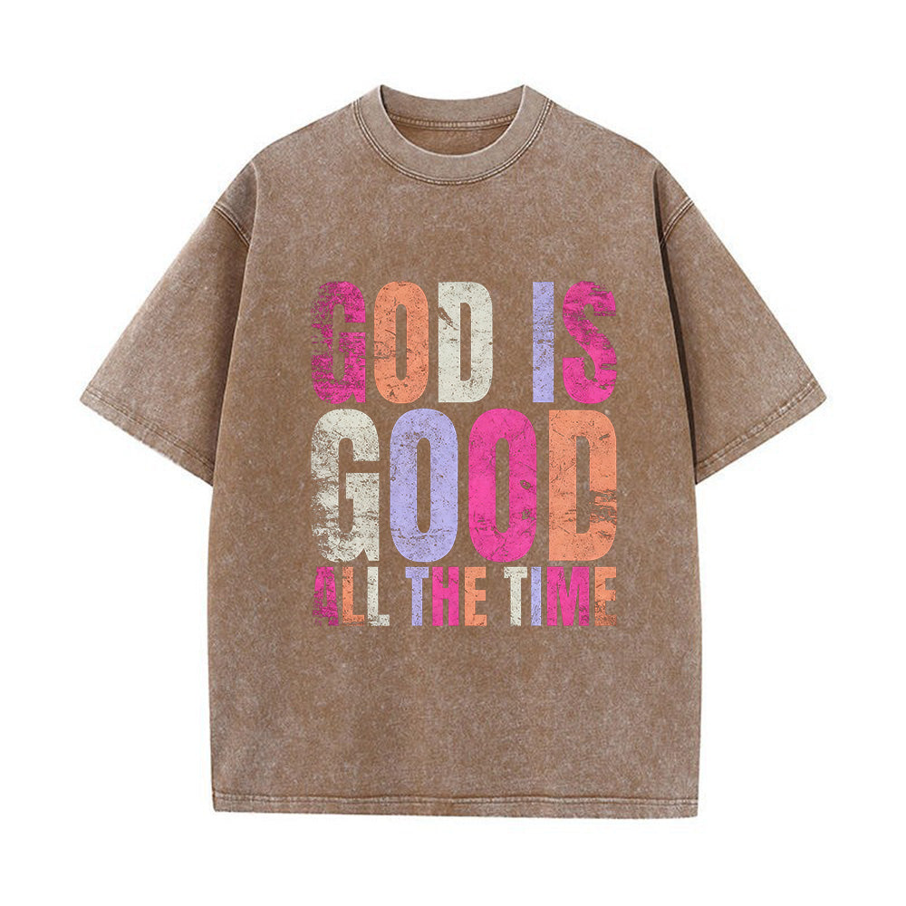 God Is Good Christian Unisex Washed T-Shirt