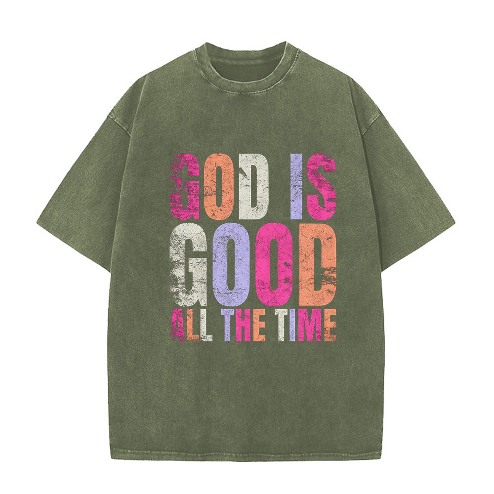 God Is Good Christian Unisex Washed T-Shirt