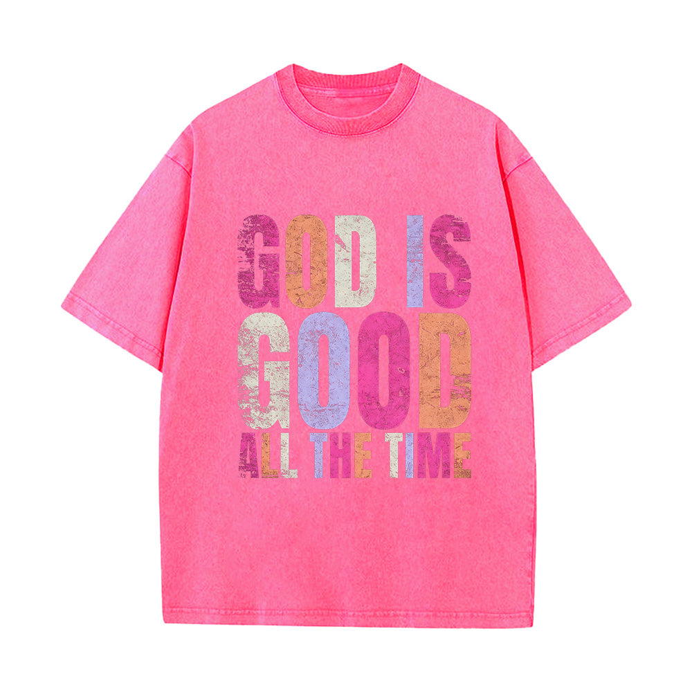 God Is Good Christian Unisex Washed T-Shirt